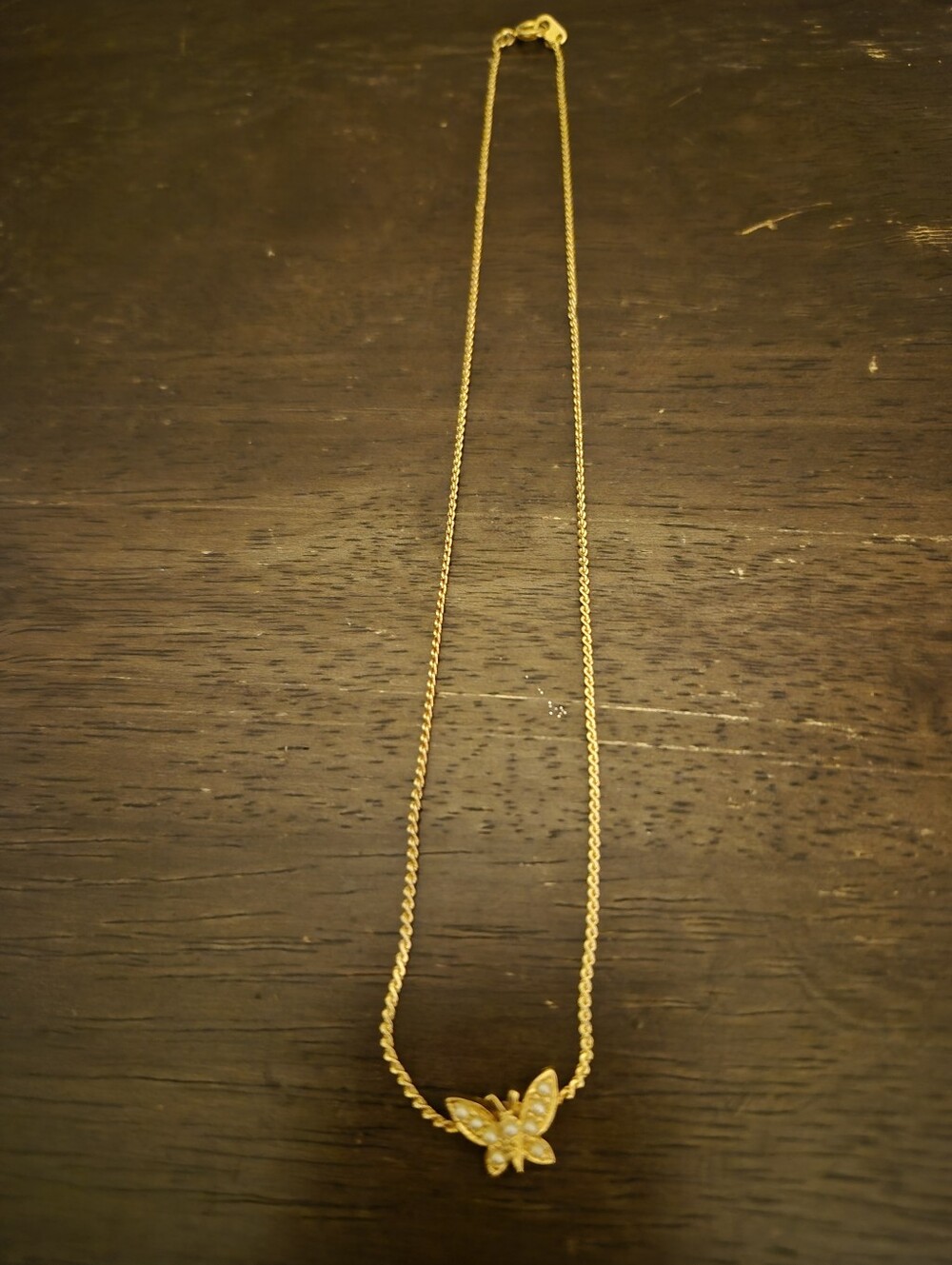 Gold Butterfly Faux Pearls Pendant Necklace - Women Jewelry